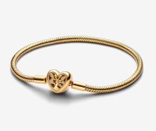  Family Tree Heart Clasp Snake Chain 14k gold plating 563516C01-19 armband